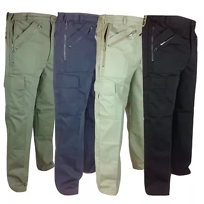 Carabou Mens Multi Pocket Combat Action Trousers 30-48 Zip Pockets • £25