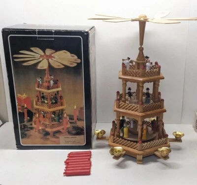 $74.99 • Buy Vintage 3 Tier Christmas Pyramid Nativity Carousel Windmill 17  Tall German
