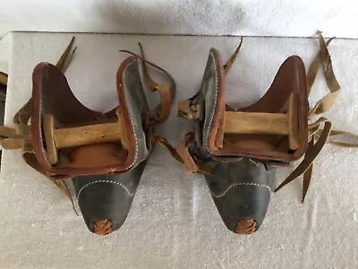 SW Spanish Tapaderos Mexican Wooden Leather Horse Hooded Stirrup Western Cowboy • $199.99