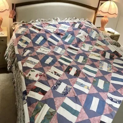 Handmade Vintage Large Patchwork Quilt Throw • £65