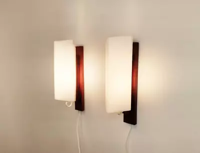 Mid Century Sconces / Wall Lights Vintage Teak Wall Lamps Danish Design • $150