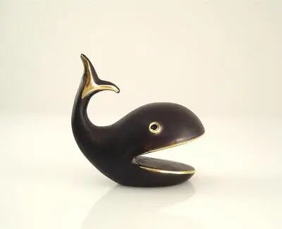 £87.39 • Buy Walter BOSSE Vienna Lovely SMILING WHALE Patinated Brass 45mm Bronze Austria