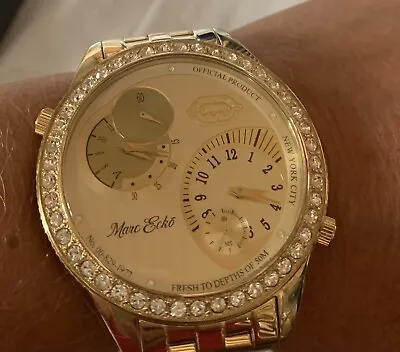 Marc Ecko Designer Dual Dial “oversize” Gold Watch With Brand New Battery • £45