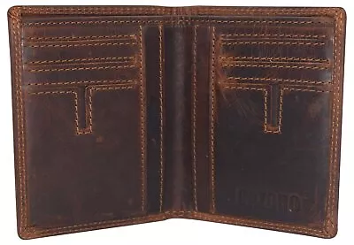 Vintage Leather Mens Slim Bifold Wallet RFID Blocking Credit Card Holder Wallets • $19.99