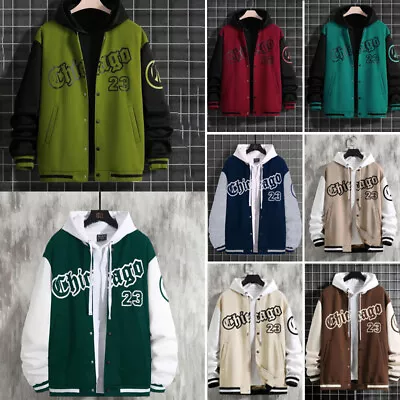 Men Women Varsity Baseball Jacket College Uniform Sport Coat Outwear Top Unisex • £15.59