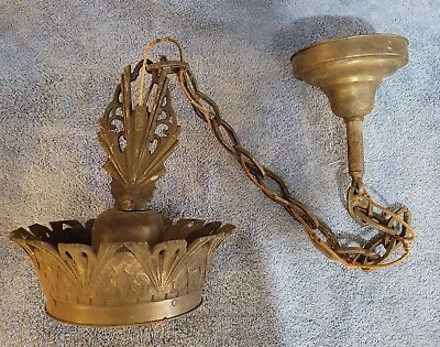 Antique/ Vintage Art Deco Brass Chandelier - No Shade - One Light • $100