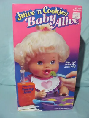VINTAGE 1995 Kenner Baby Alive Doll Juice N Cookies + BONUS 1975 Paper Doll • $74.99