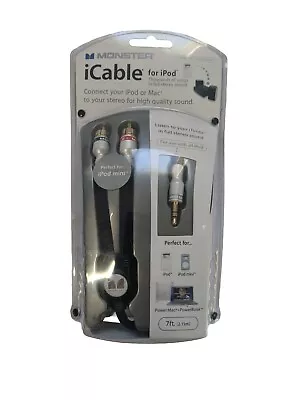 MONSTER ICable 7'Ft Cable + Cable Pouch 3.5mm Audio To RCA Stereo For IPod Mac • $17.99