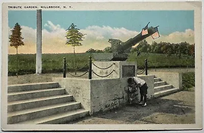 Tribute Garden Cannon Boy Water Fountain Millbrook New York Postcard • $7