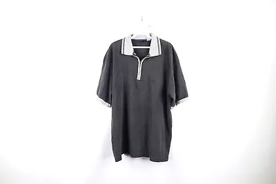 Vintage 90s Ocean Pacific Mens Large Faded OP Half Zip Collared Polo Shirt Black • $35.95