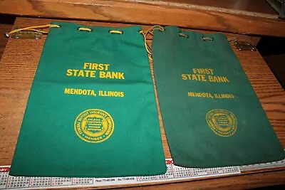 Lot Of 2 Vintage First State Bank Mendota  Illinois Money Change Currency Bag • $23.85