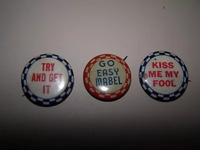 Vintage Three Funny Buttons Pin Back • $10