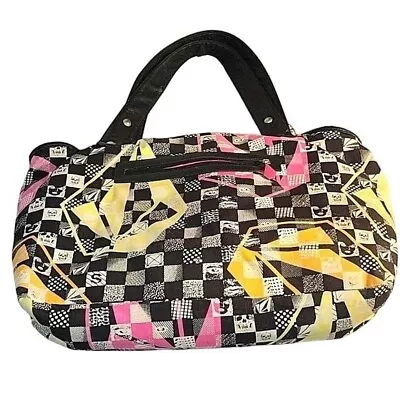 VOLCOM Bright Colored Skulls Geometric Overnight Bag Purse Denim Pockets Retro • $27.20