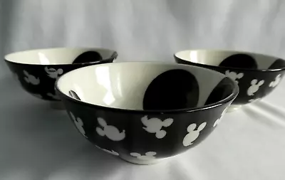 Disney Mickey Mouse Silhouette Ice Cream Snack Bowls Set Of 3 Black & White • $27.95