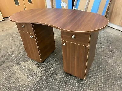 Manicure Technicians Table Station Nail Bar Kidney Shape Walnut Drawers Doors  • £199.99