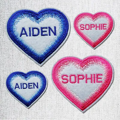 Personalised Embroidered Heart Shape Name Patch Badge Multicoloured Border  • £4.60