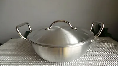 Aluminium 11  Dia Twin Handled Lidded Wok Karahi Cooking Pot • £17.99