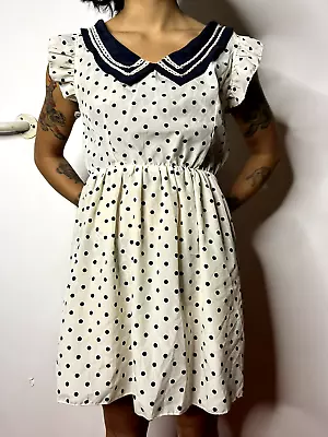 Vintage 1950s Style Polka Dot Sailor Mini Dress Costume Stagewear Coquette AU 6 • $31.85