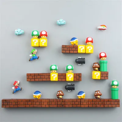 Super Mario Game Refrigerator Magnets 3D PVC Fridge Note Posted Sticker Gift New • $21.57