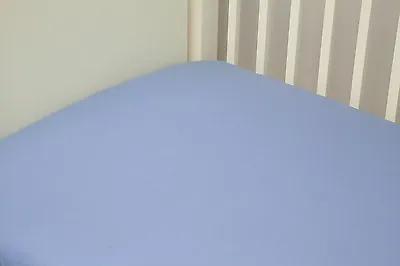 New  2 X Cot Fitted Sheets 100% Cotton Blue  120 X 60 Cm Perfect Fit • £11.99