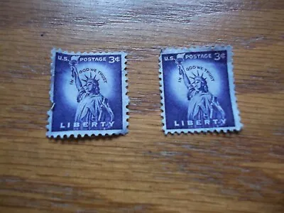 Rare 3 Cent Liberty Us Postage Stamp Purple Lady Statue Of Liberty 2 Stamps • $2.50