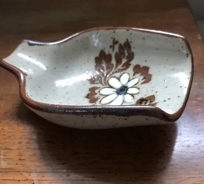 Vintage Mcm 70’s Spoon Rest / Holder Speckled Stoneware  Boho Retro Floral • $17.99