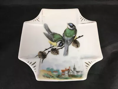 Green Bird Trinket Dish Decorative 4.75  Songbirds Vintage Porcelain Plate • $8.80
