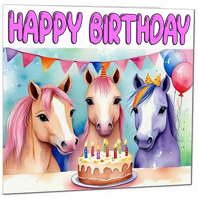 Horse Birthday Card - Cute Girls Pony Birthday Card - 145 X 145mm • £2.99