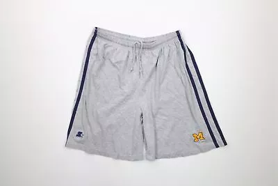 Vtg 90s Starter Mens XL Striped University Of Michigan Above Knee Shorts Gray • $33.96