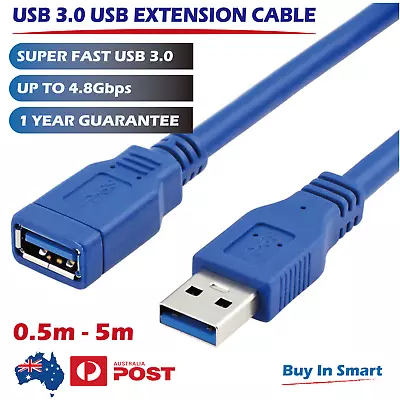 $7.95 • Buy Superfast USB 3.0 Extension Cable Cord Male Female Data For Laptop PC Camera TV