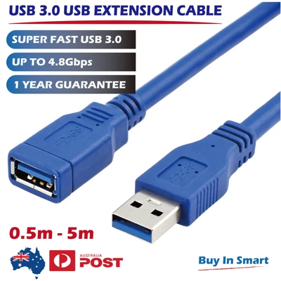 $3.50 • Buy Superfast USB 3.0 Extension Cable Cord Male Female Data For Laptop PC Camera TV