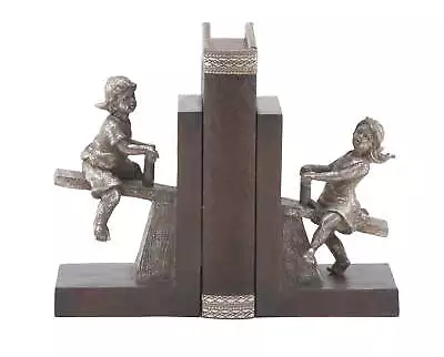 4  People Brown Polystone Bookends With Swing Set (Set Of 2) • $23.61