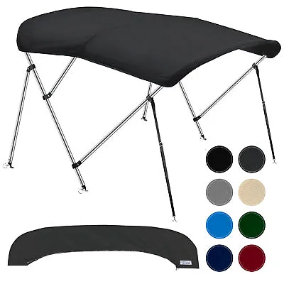 3-4 Bow Bimini Top Boat Cover W/ Rear Support Poles Marine Grade 900D Canvas • $115.98