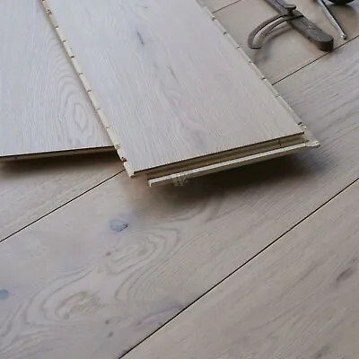 19CM Classic White Oiled Real Oak Wood Flooring 15/3mm Click & Lock Boards EC3C • £2.49