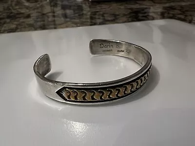 Darin Bill Navajo Solid Sterling Silver & 12K Gold Bracelet • $275