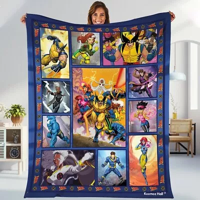 X-men Animation Blanket | Professor X Jean Grey Wolverine Cyclops Beast Fleece B • $35.99
