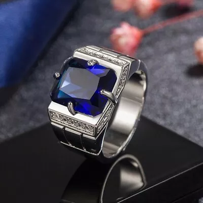 Domineering Men's Ring 925 Sterling Silver Crystal Stone Ring Jewellery Gift UK • £3.99