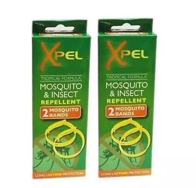 2 X 2 Pack Xpel Mosquito & Insect Repellent Bracelet Bands Long Lasting 4 Bands • £4.31