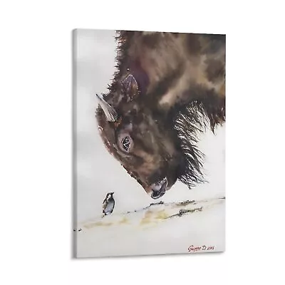 Bison Cute Animal Canvas Poster Family Decor Landscaping Art Modern Wall Art • $15