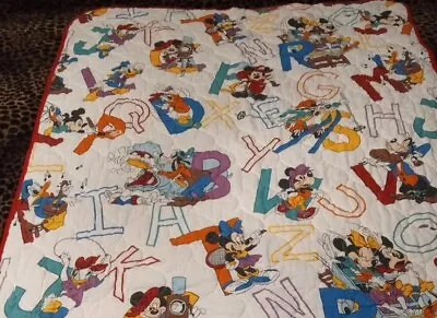 Vintage 4 Pc. Baby Crib Set Disney Mickey Mouse Goofy ABC Blanket Sheet Dundee  • $50