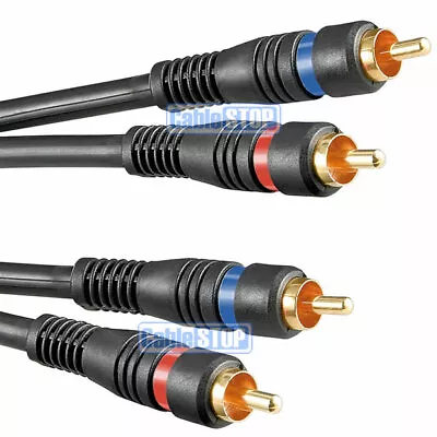 PRO TWIN RCA PHONO CABLE 2 X Male To 2 X Male DOUBLE SHIELDED AMP SUB LEAD • £5.95