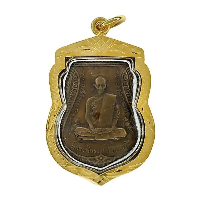 $19.98 • Buy Lp Ruay Famous Monk Talisman Buddha Thai Amulet Magic Pendant Gold Case