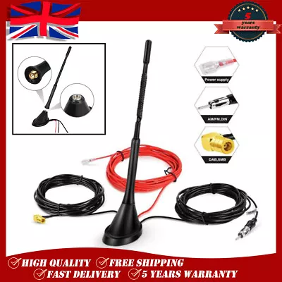 Car Universal Roof Mount Active Amplified DAB + FM Radio Aerial Antenna Mast • £19.89