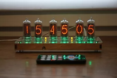 Nixie Tube Clock With IN-8-2 (fine 5) Desk Plywood Clear Remote Auto Temperature • $199