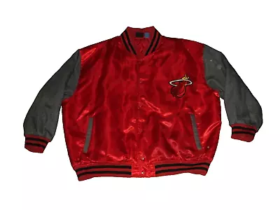 Vintage Majestic NBA Miami Heat Satin Starter Style Varsity Jacket Size 4XL • $129