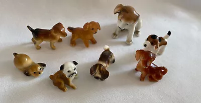 8 Puppy Dog Miniature Bone China Porcelain Figurines Mixed Breeds In Lot • $9.98