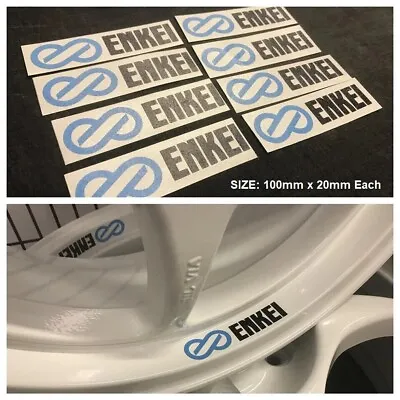 8x ENKEI WHEEL DECALS - 100mm X 20mm - Stickers Skyline GTR Silvia EVO RX7 • $9.95