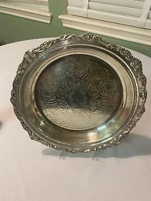 Vintage Sheridan  Ornate  Round Silver Plated Footed  Platter;13” • $25