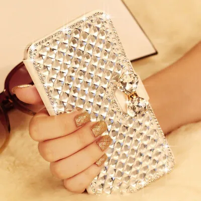 Luxury Bling Diamond Wallet Leather Magnetic Flip Case Cover For Various Phone • $10.88