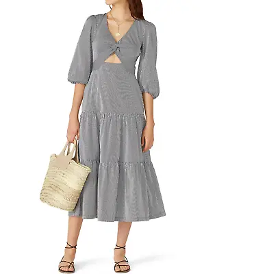 Parker Marzia Striped Cutout Midi Dress Size 6 I102 • $114.95